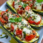Zucchini gefüllt mit Tomaten Mozzarella einfach selbst gemacht