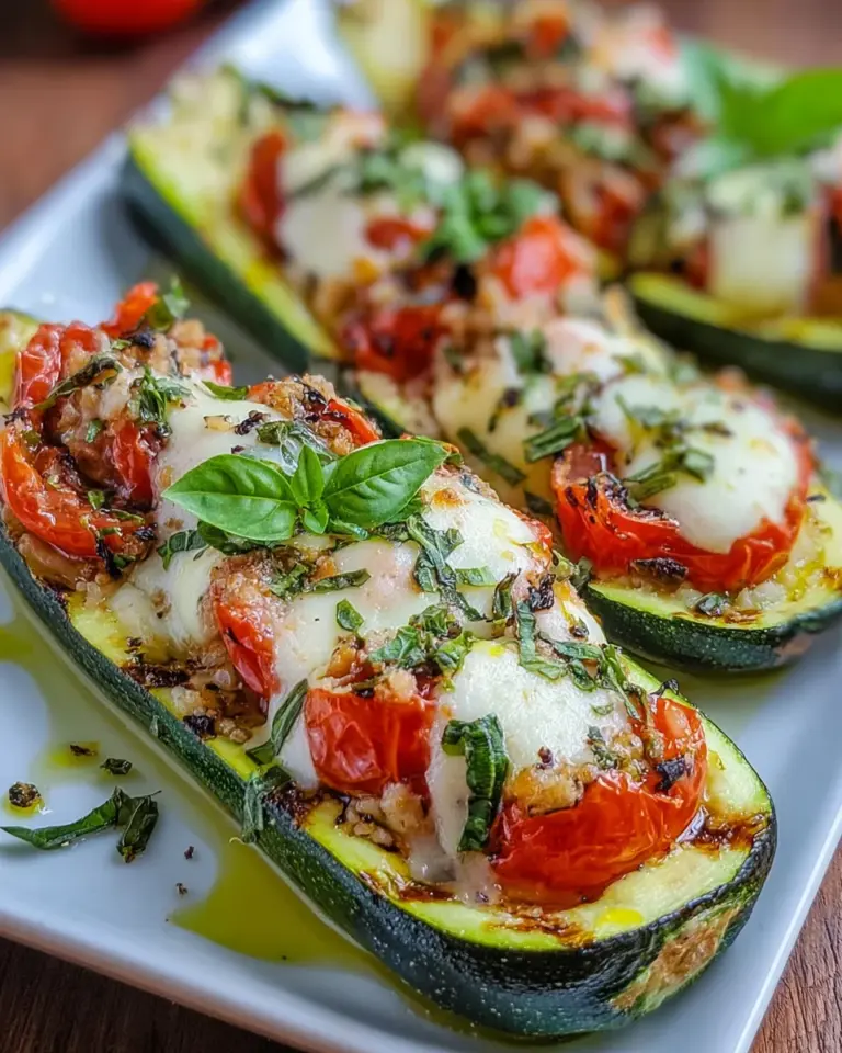 Zucchini gefüllt mit Tomaten Mozzarella einfach selbst gemacht