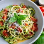 Zucchini-Spaghetti in cremiger Sauce– Zoodles